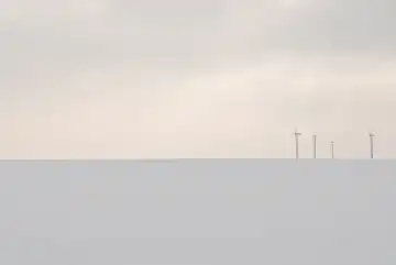 Landschaft, Schnee, Windräder, Deutschland