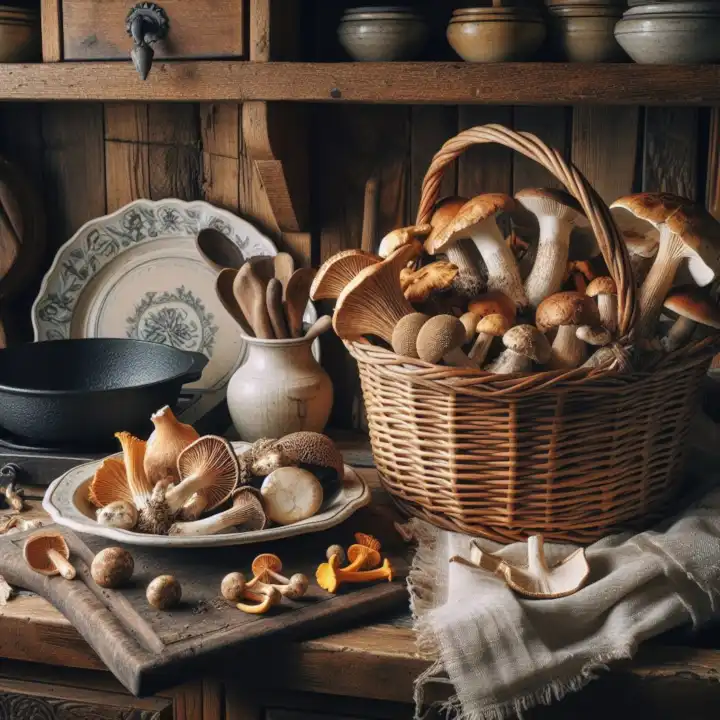 Mushroom basket, generated with AI