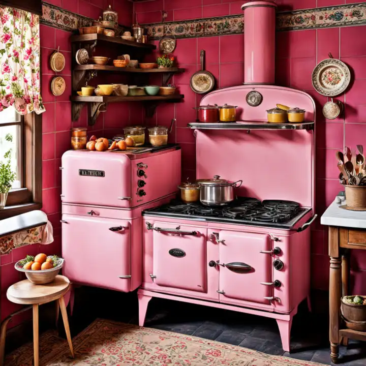 Retro Küche in Pink, generiert mit KI