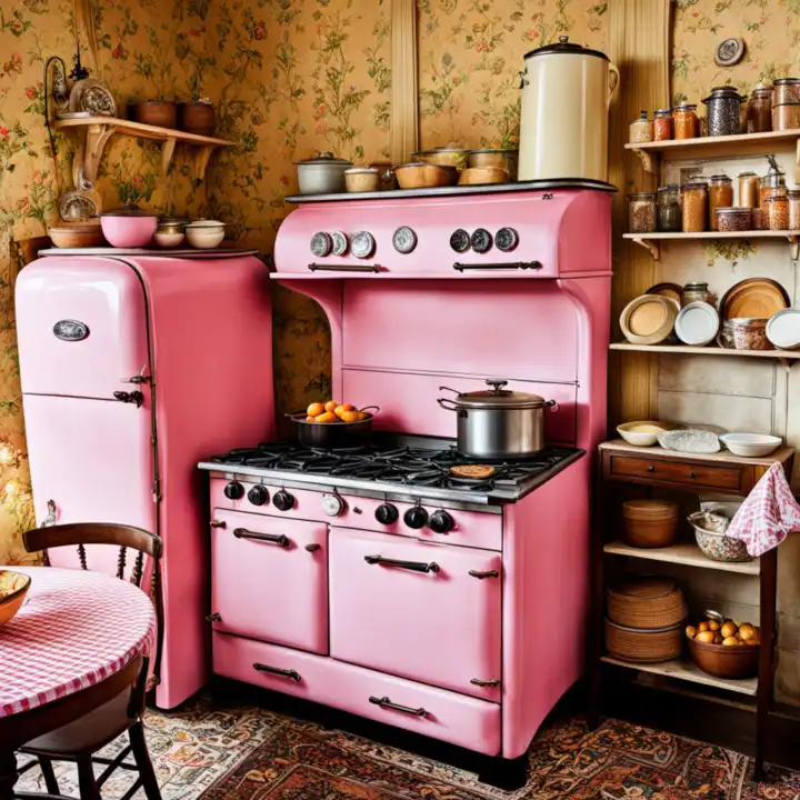 Retro Küche in pink, generiert mit KI