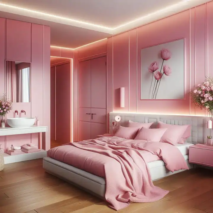Modern bedroom, generated with AI