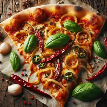 Pizza with chili, generated with AI