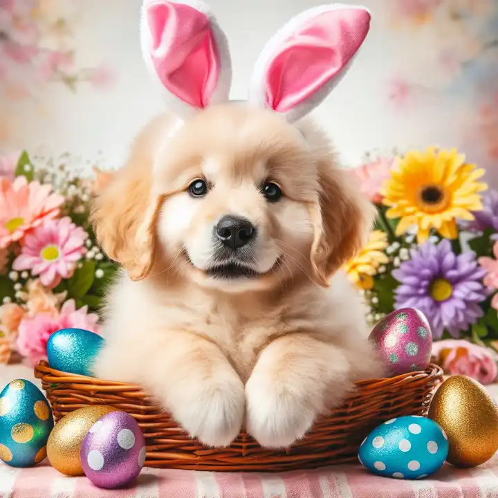 Easter dog, generated with AI