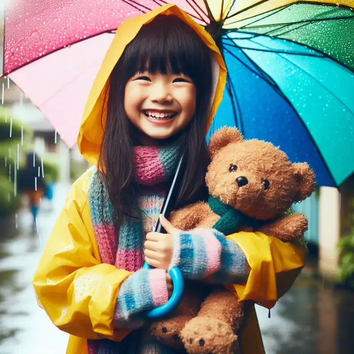 Kind im Regen, generiert mit KI