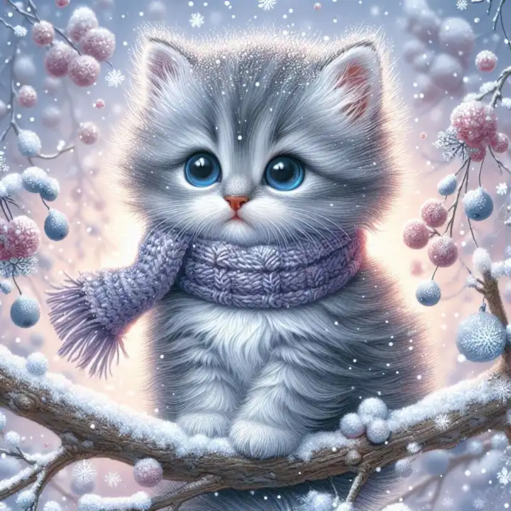 Katze im Schnee, generiert mit KI