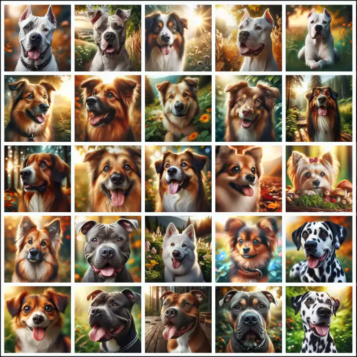 Dog portraits, generated with AI