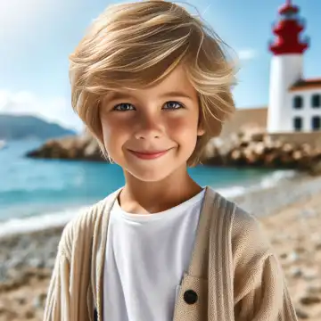 Child on the beach, generated with AI