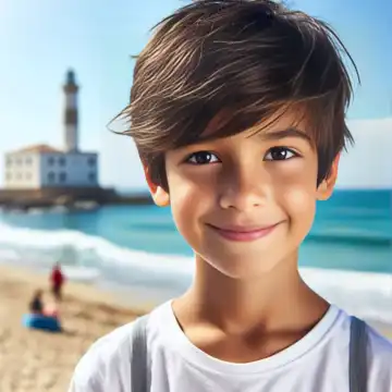 Child on the beach, generated with AI