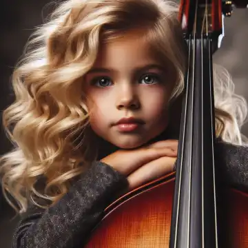 Child with double bass, generated with AI
