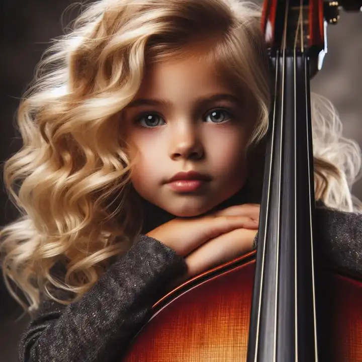 Child with double bass, generated with AI