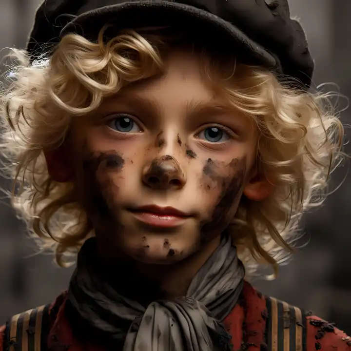 Child in coal mine, generated with AI