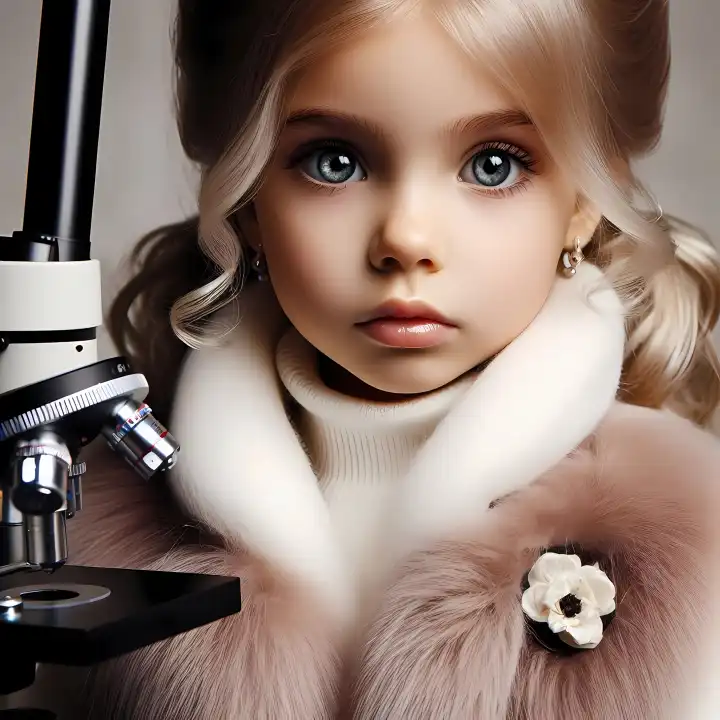 Child with microscope, generated with AI