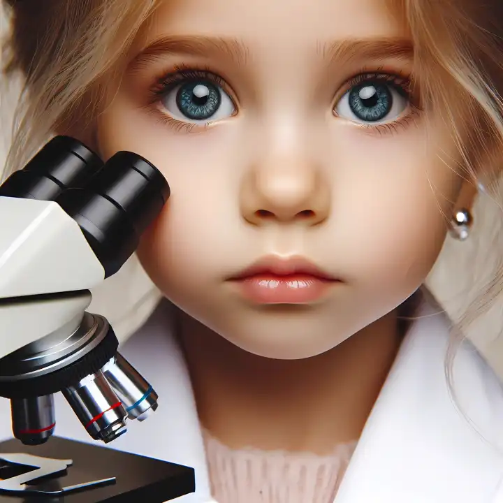 Child with microscope, generated with AI
