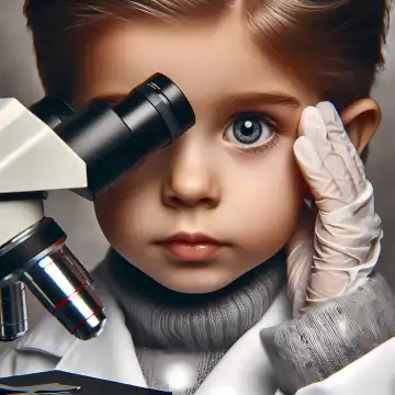 Kind mit Mikroskop, generiert mit KI