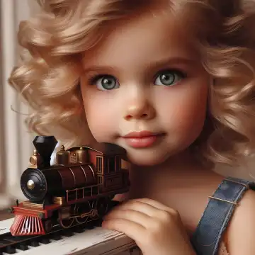 Child with train, generated with AI