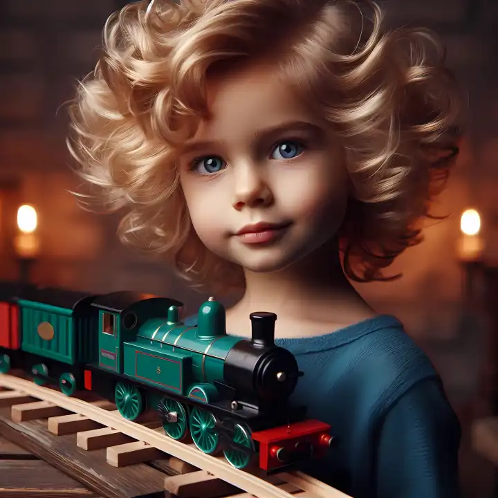 Kind mit Eisenbahn, generiert mit KI
