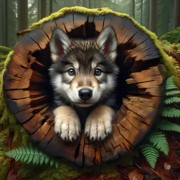 Young wolf, generated with AI