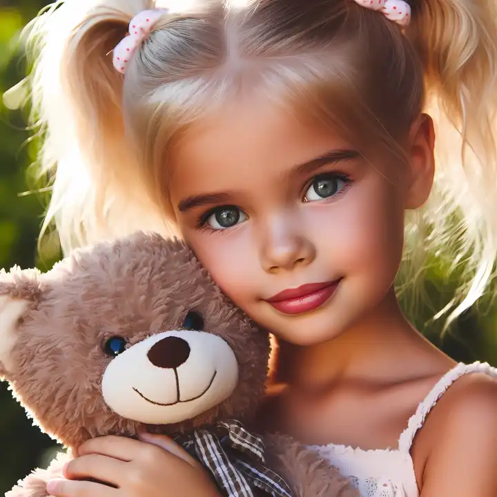 Mädchen mit Teddybär, generiert mit KI