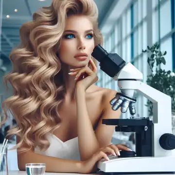 Woman with microscope, generated with AI