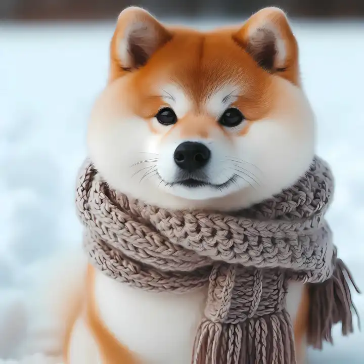 Shiba Hund im Winter, generiert mit KI