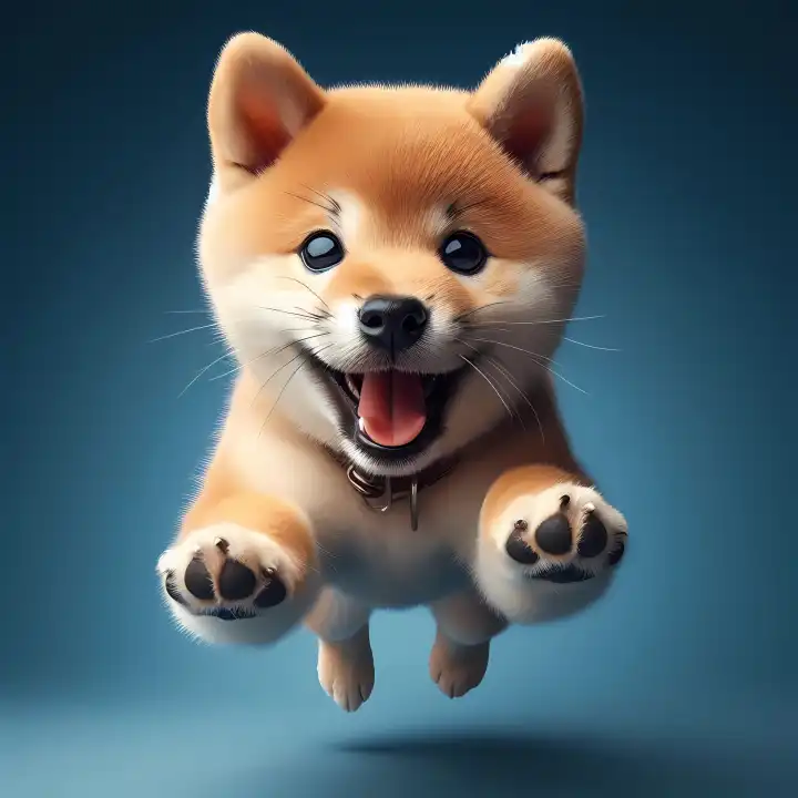 Shiba dog in winter, generated with AI