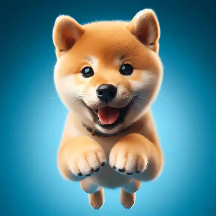 Shiba dog in winter, generated with AI