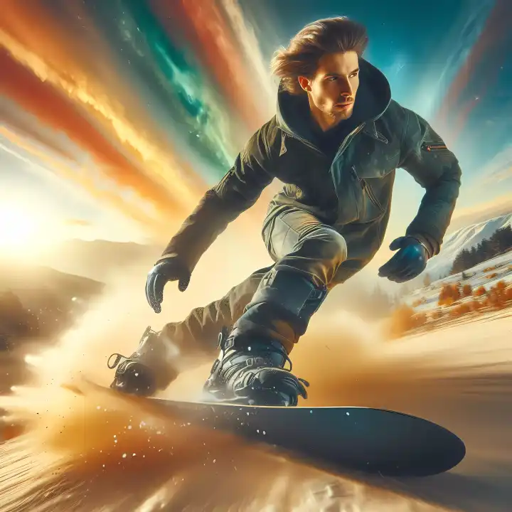 Snowboard fahren, generiert mit KI
