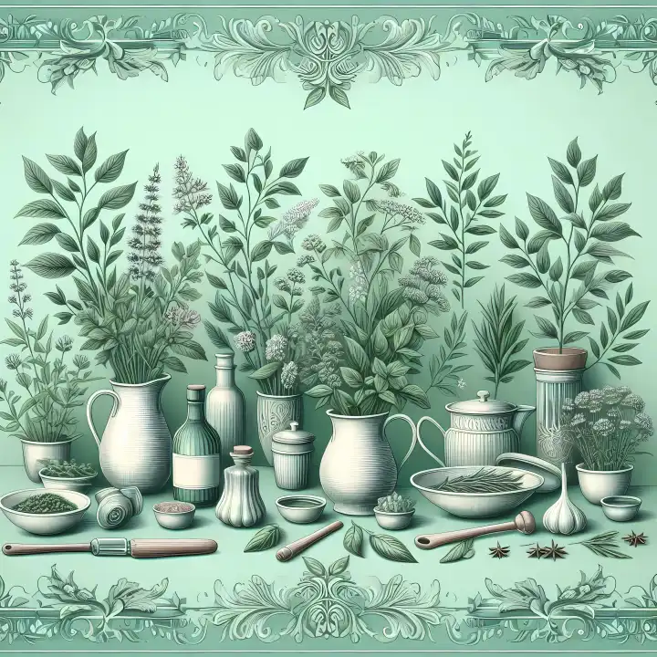 Background, Wallpaper: Kitchen herbs, generated with AI
