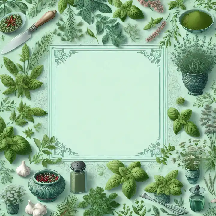 Hintergrund, Wallpaper: Küchenkräuter, generiert mit KI