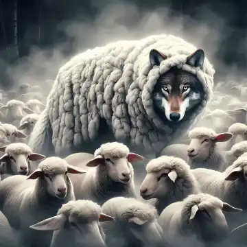 Wolf unter Schafen, generiert mit KI