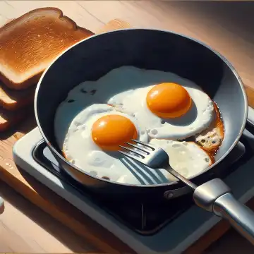 Fried eggs, generated with AI
