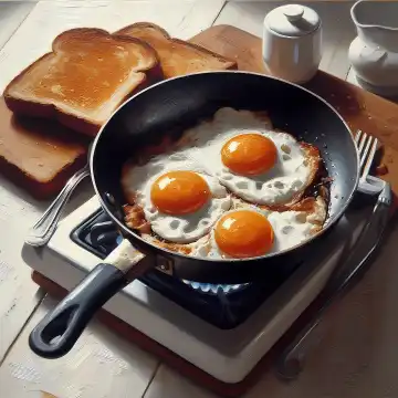 Fried eggs, generated with AI