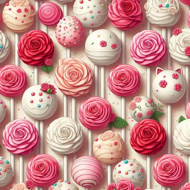 Hintergrund, Wallpaper: rosa Cake Pops, generiert mit KI