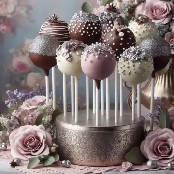 Background, Wallpaper: Cakepops in silver, generated with AI