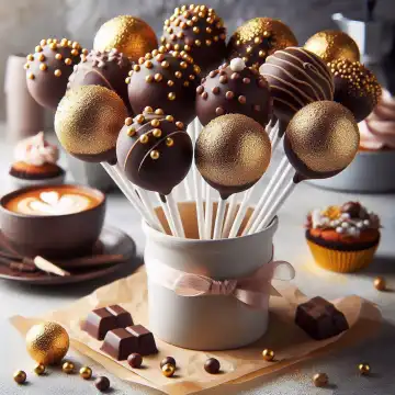 Background, Wallpaper: Cakepops in gold, generated with AI