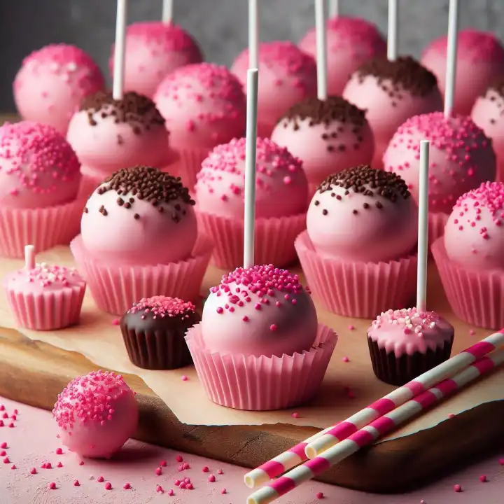 Hintergrund, Wallpaper: Cake Pops in rosa, generiert mit KI