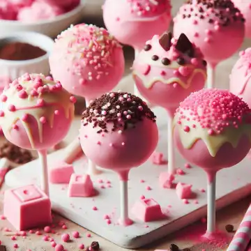 Background, Wallpaper: Cake pops in pink, generated with AI