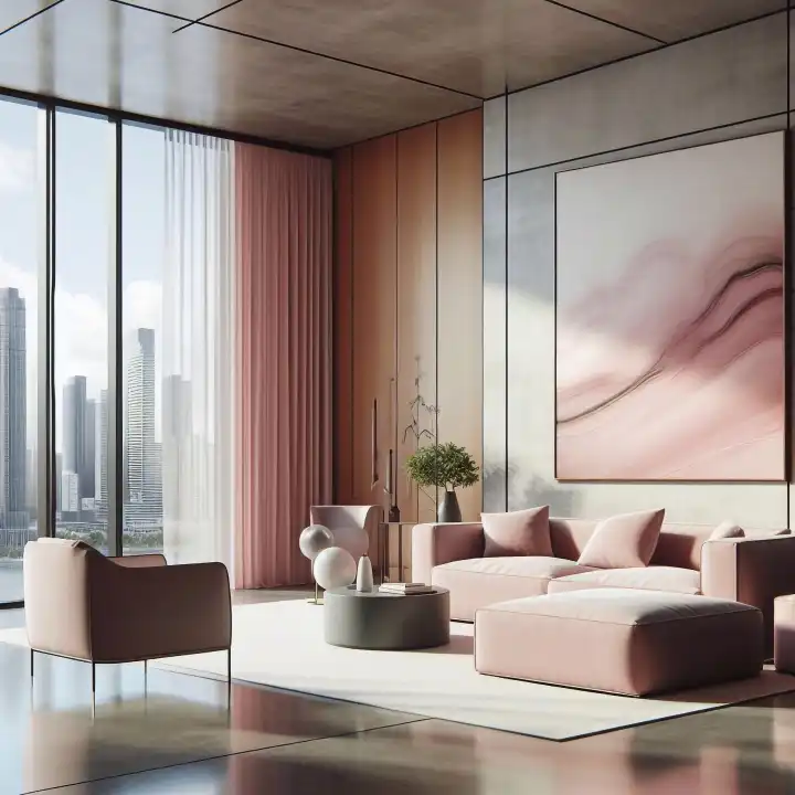Background, Wallpaper: modern living room in pink, generated with AI