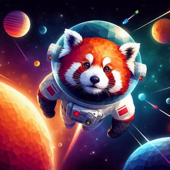 Red panda as astronaut, generated with AI