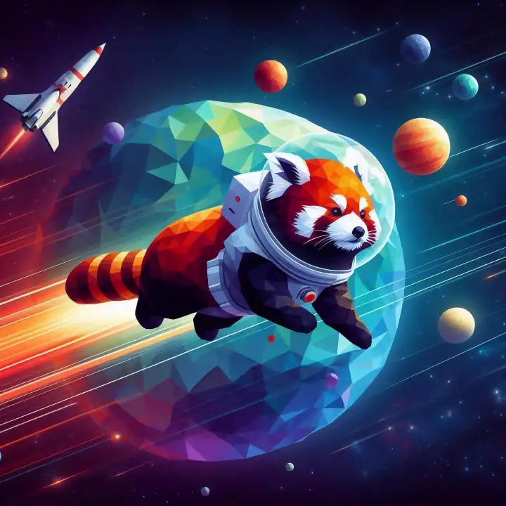 Roter Panda als Astronaut, generiert mit KI