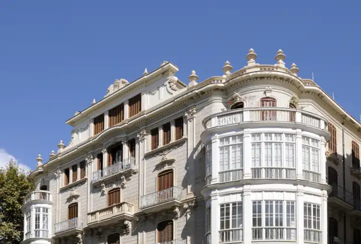 Gebäude mit Erker in Palma, Mallorca, Spanien, Europa