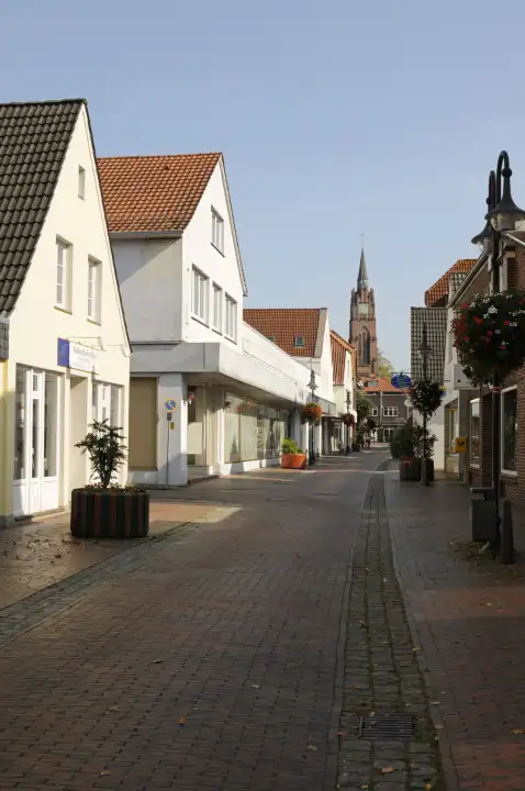 Pedestrian zone in Jever, Lower Saxony, Germany, Europe.