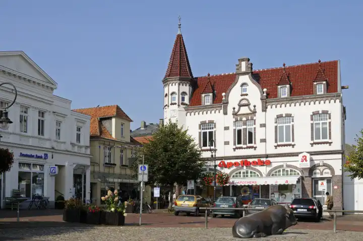 Alter Markt, Jever, Niedersachsen, Deutschland.