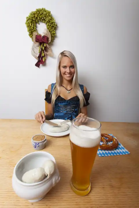 bavarian woman with beer