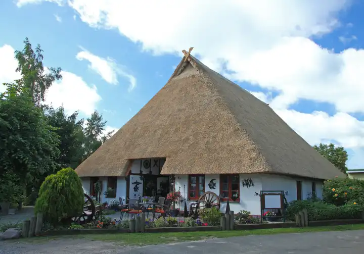 Old thatched farmhouse in Boltenhagen Baltic Sea