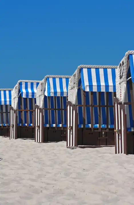 Colorful beach chairs on the beach of Boltenhagen Baltic Sea