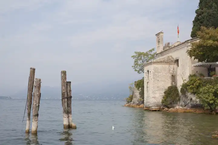 Punta San Vigilio - idyllic headland between Torri del Benaco and Garda is a popular tourist highlight on Lake Garda