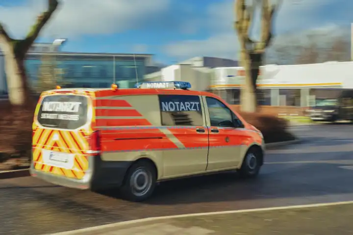 Emergency ambulance at fast speed.