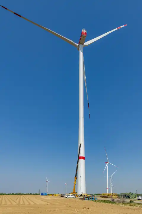Wind turbine and crane upright