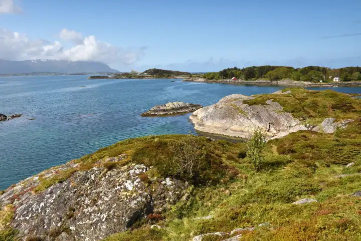 Archipelago landscape on the Atlantic Strait in Norway